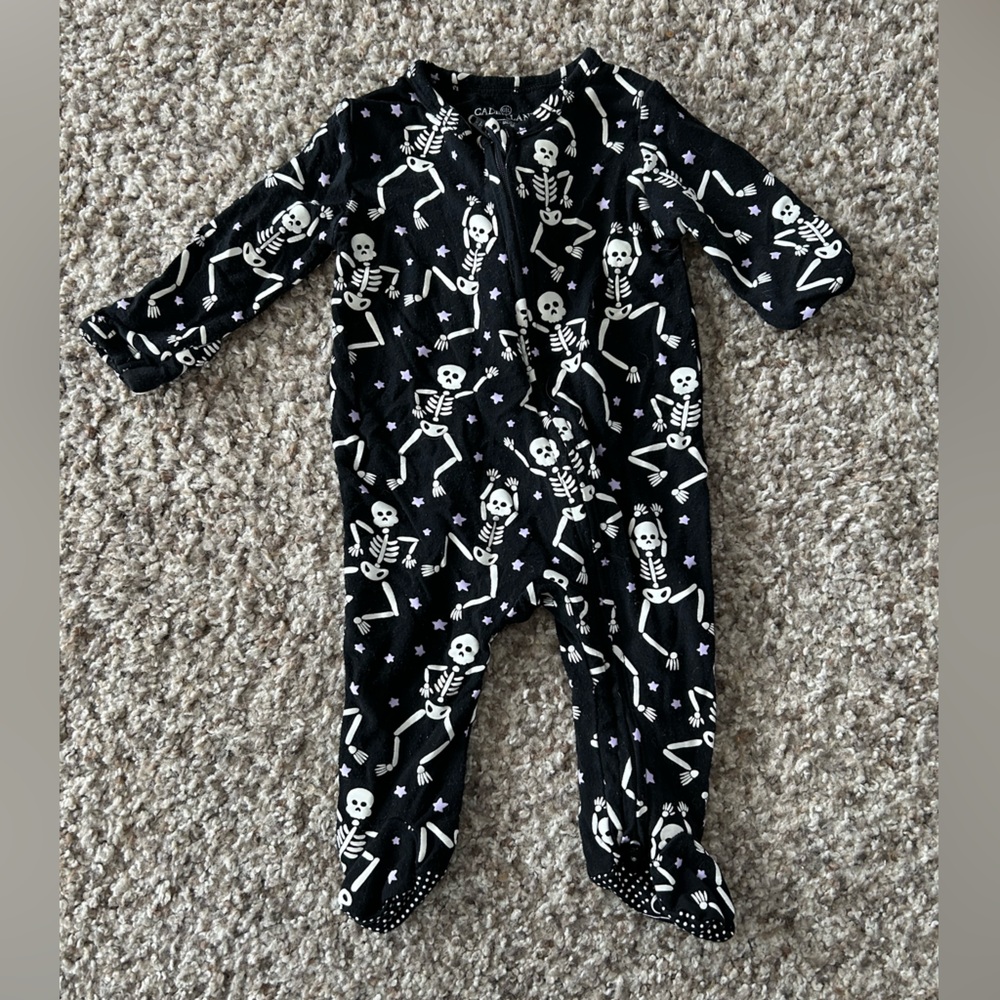 Caden Lane Glow in the Dark Skeleton Print Footie